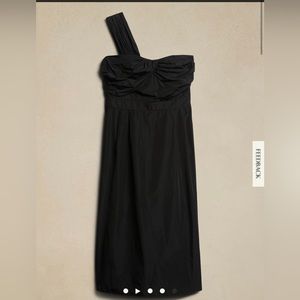 NWT Banana Republic black one-shoulder midi dress size 4